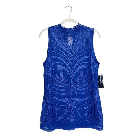 INC International Concepts Embroidered Sleeveless Top in Blue - Sz XL - New - Picture 1 of 8